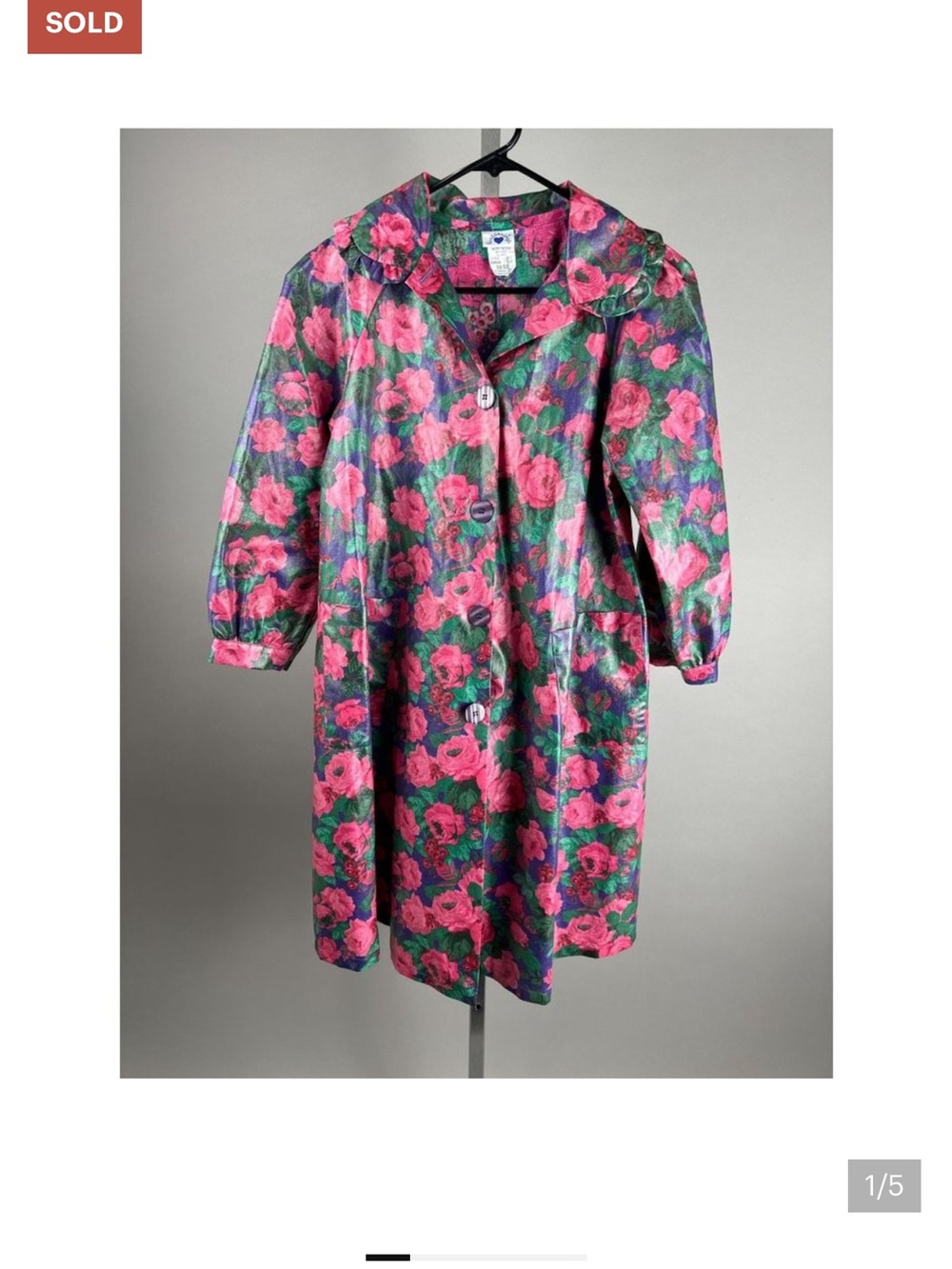 Vtg 90s Girls Hartstrings Rose Garden Floral Waxed Cotton Jacket Size 10/12